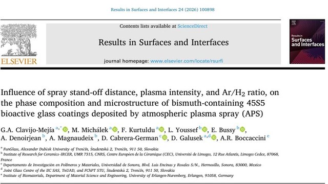 Title page of the Results in Surfaces and Interfaces article on APS parameters.