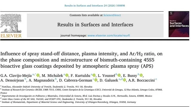 Title page of the Results in Surfaces and Interfaces article on APS parameters.