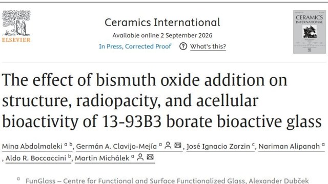 Title page of the Ceramics International article on bismuth oxide in 13-93B3 borate glass.