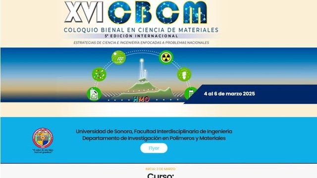 Announcement of the XVI CBCM colloquium and the course at Universidad de Sonora.