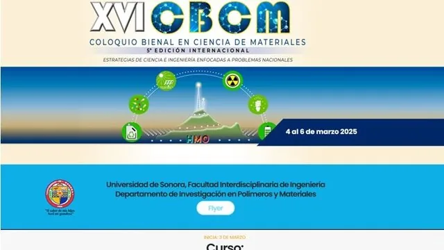 Announcement of the XVI CBCM colloquium and the course at Universidad de Sonora.
