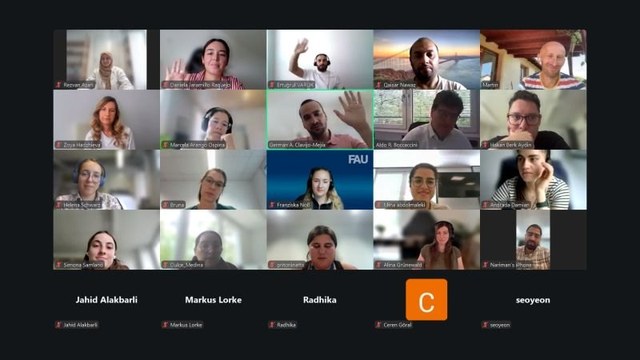 Grid of participants in an online webinar.